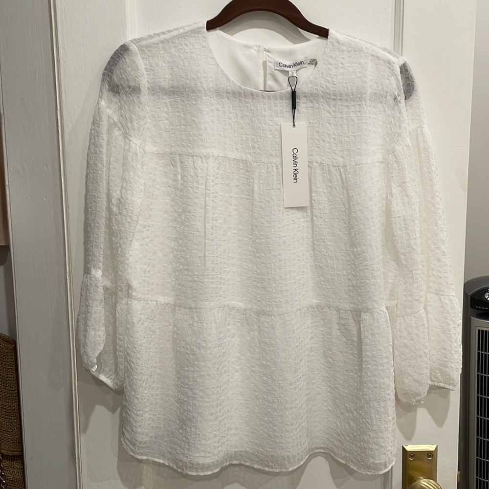 Sheer White Calvin Klein Blouse